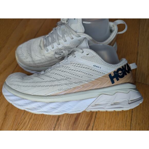 HOKA ONE ONE Arahi 4 Cream Tan Beige Running Shoes Stability Women's 8 - Picture 3 of 13